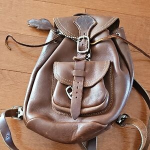 Roots Brown Leather Mini Backpack